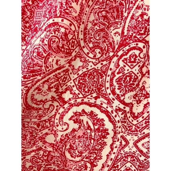 Chelsea & Theodore Boho Paisley Red White Blouse XS Elegant Casual Lace Detail - Picture 5 of 8